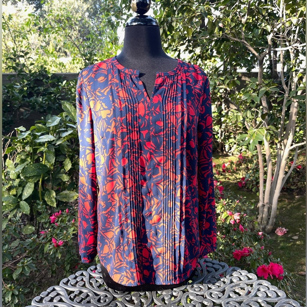 Talbots Floral Pintuck Long Sleeve Blouse - size SP